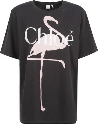 Chlo&eacute; Royaal T-shirt met ronde hals - Dames - T-shirts - Zwart - S - Katoen - Tops