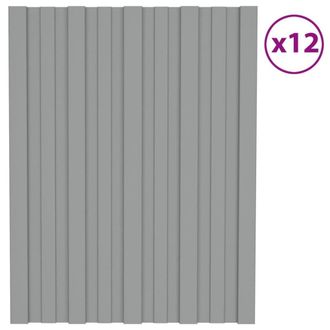 Berkfield Home Roof Panels 12 pcs Galvanised Steel Grey 60x45 cm