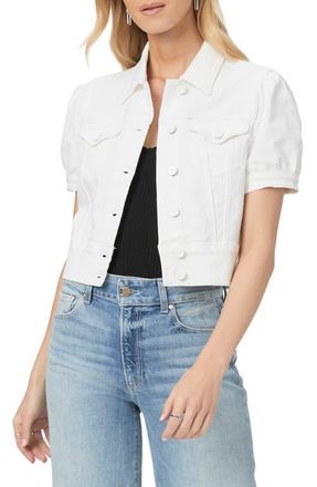 Paige Kendra Short Sleeve Crop Denim Jacket in Crisp White at Nordstrom, Size Xx-Small