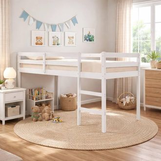 Aspire Home Accents Cove Midsleeper Wooden Childrens Bed Frame in White | Size: Single