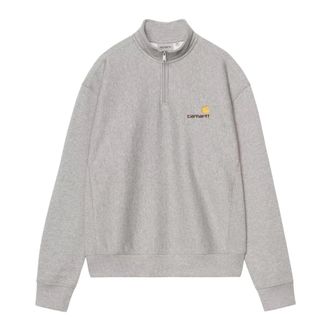 Carhartt Work in Progress Half Zip American Script Sweatshirt - Heren - Vesten met rits - Grijs - S - Katoen - Hoodies & sweatvesten