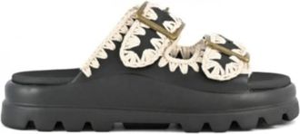 Mou Slide Sandalen met Twee Gespen - Dames - Sandalen - Zwart - 36 EU - Schoenen