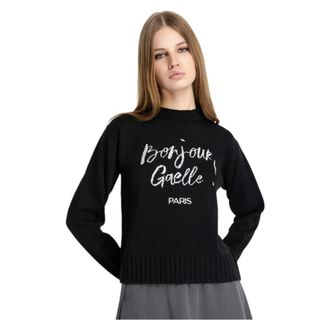 Ga&euml;lle Paris Truien & Vesten, Dames, Zwart, M, Gebreide Pullover met Borduursel