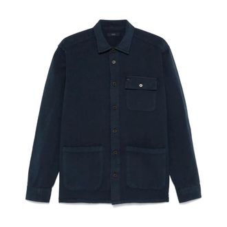 Fay Light Jackets, male, Blue, L, Camicia-Giubbino Over Tasconata Biro U806