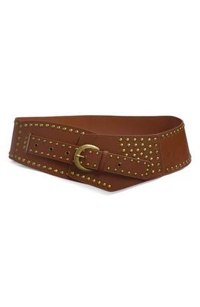BP. Angular Studded Faux Leather Belt in Brown at Nordstrom, Size Medium