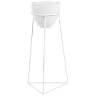 Beliani Maceta Con Patas Tiesto Para Interior Y Exterior 30 X 28 X 58 Cm Metal Blanco Liparis