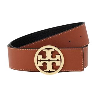 Tory Burch Omkeerbare leren riem met gouden gesp - Dames - Riemen - Bruin - S - Leer - Accessoires