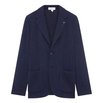 Lardini Jassen, Dames, Zwart, M, Wol, Double-breasted Knit Jacket