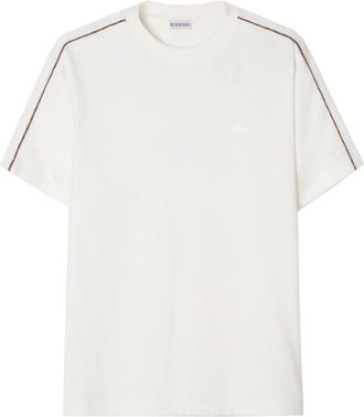 Burberry Check Piping Katoenen T-shirt - Heren - T-shirts - Wit - 2XL - Katoen - Tops