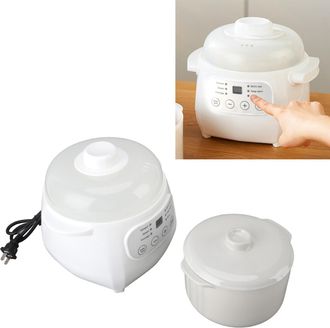 OEM Minicacerola El&eacute;ctrica De 200 W Y 1 L - Olla De Cer&aacute;mica Para La Preparaci&oacute;n Suave De Sopas, Gachas Y Postres A Bajas Temperaturas Con Funci&oacute;n De Apag