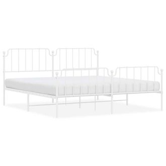 Berkfield Home Metal Bed Frame with Headboard & Footboard White 193x203 cm