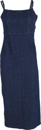 Reformation Delphinia stretchdenim midi-jurk in marineblauw katoen