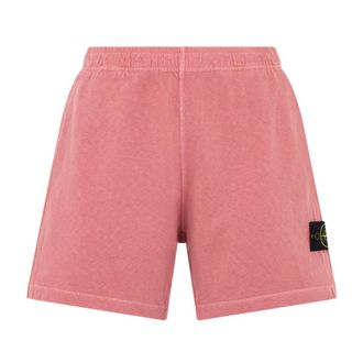 Stone Island Malfil&eacute; Fleece Old Effect Shorts - Heren - Korte Broeken - Roze - M - Katoen - Korte Broeken