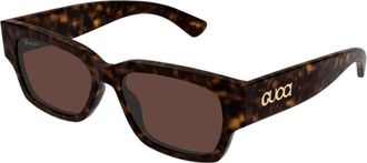 Gucci Chromatische Dubbellaagse Rechthoekige Zonnebril - unisex - Zonnebrillen - Bruin - ONE Size - Accessoires