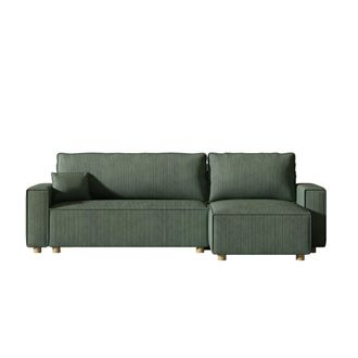 Concept Usine Sof&aacute; cama esquinero de terciopelo verde