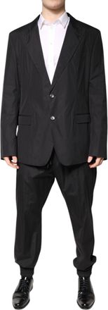 Dolce & Gabbana Black Cotton Single Breasted 2 Piece Mens Suit