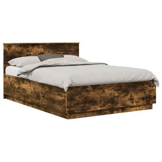 vidaXL Estructura De Cama Con Cabecera Roble Ahumado 150 X 200 Cm Vidaxl