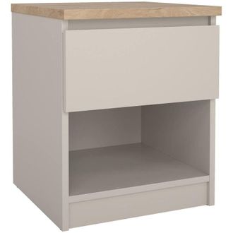 Dmora Dmora - Mesita De Noche Ducenta, C&oacute;moda Baja Con 1 Caj&oacute;n, Mesita De Noche Compacta Y Funcional, 40x40 H50 Cm, Beige
