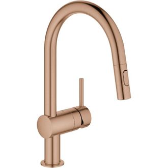 GROHE Grifo Fregadero Electr&oacute;nico Minta 323212 Ca&ntilde;o C Ducha Extra&iacute;ble Warm Sunset Cepillado, 32321dl2