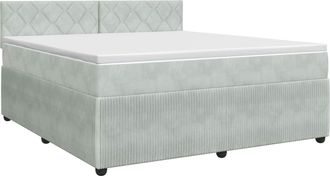 vidaXL Cama Box Spring Con Colch&oacute;n Gris Claro 140 X 190 Cm Terciopelo Vidaxl