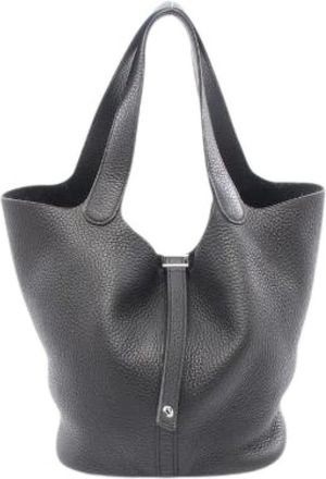 Herm&egrave;s Pre-owned Picotin Lock MM Taurillon Clemence Handbag - Dames - Vintage Tas - Zwart - ONE Size - Leer - Vintage