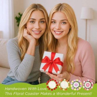 OEM Posavasos De Flores De Ganchillo - Rosa - 10 Cm - Con Maceta