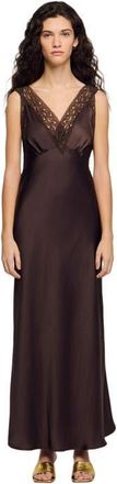 Sandro Lace collar maxi dress in Brown at Nordstrom, Size 36 Eu