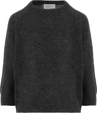 Bruno Manetti Textured Knit Black Alpaca And Wool Sweater