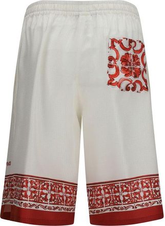 Dolce & Gabbana Maiolica Print Silk Bermuda Shorts - Multicolor