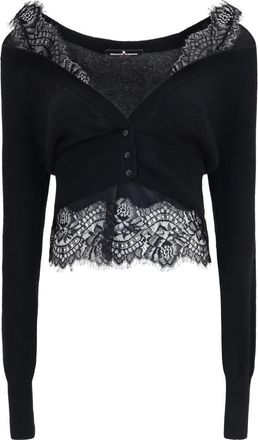 Ermanno Scervino Black Lace V Neck Sweater