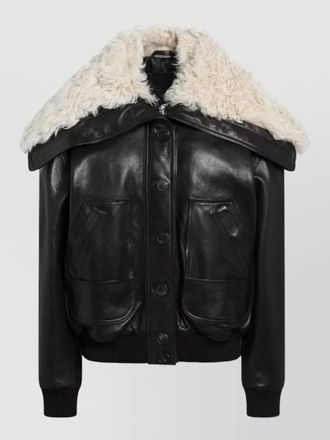 The Attico jacket shearling collar front pockets ribbed