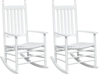 vidaXL Vidaxl - Rocking Chairs with Curved Seats 2 pcs White Solid Wood Fir
