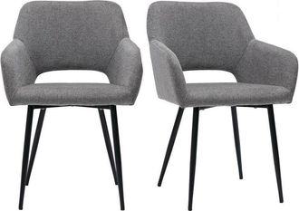 Miliboo Miliboo - Set De 2 Sillas Efecto Aterciopelado Texturizado Gris Laurette