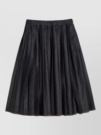 Jil Sander denim midi skirt round cut pockets
