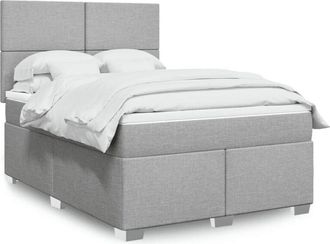 vidaXL Cama Box Spring Con Colch&oacute;n Tela Gris Claro 160x200 Cm Vidaxl