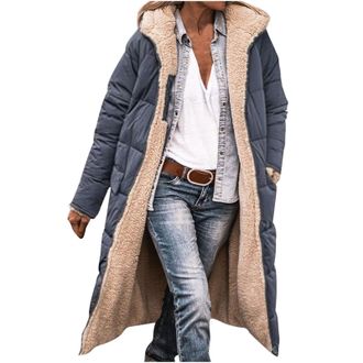 Generic Womens Winter Down Coat Fleece Lined Quilted Coats Long Puffer Jacket Knee Length Padded Jackets Warm Puff Outwear Outdoor Thick Overcoats Fleece Ski 