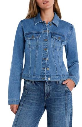 HINT OF BLU Sleek Stretch Denim Trucker Jacket in Shine Blue at Nordstrom, Size X-Large