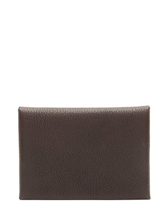 Herm&egrave;s Brown Mysore Leather Calvi Duo Compact Card Holder (Authentic Pre- Loved)