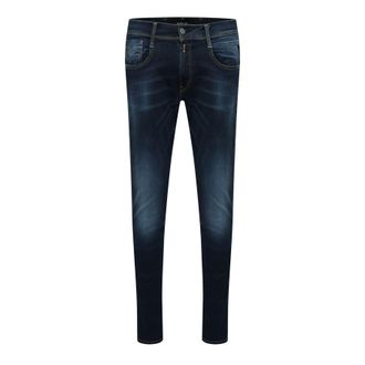 Replay Mens Anbass Slim-Fit Jeans in Blue Cotton - Size 28W/32L