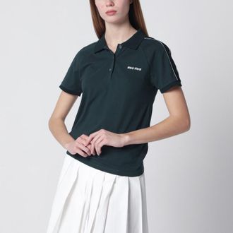 Miu Miu Bottle-green/blue polo shirt with logo