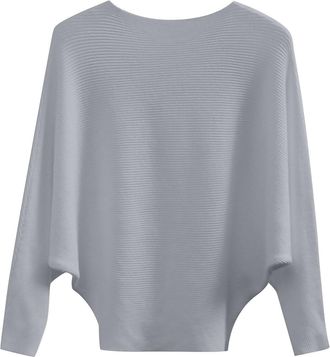 Generic Ladies Jumpers, Batwing Sleeves Knitted Lightweight Sweaters and Pullovers Jumper Tops Soft Crew Neck Sweater for Winter