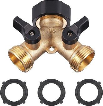 OEM Dailygoods, Divisor En Y De 3/4 De Pulgada, Grifo Doble, Lat&oacute;n, V&aacute;lvulas De Cierre Independientes, Conexi&oacute;n De Grifo, Divisor De Jard&iacute;n