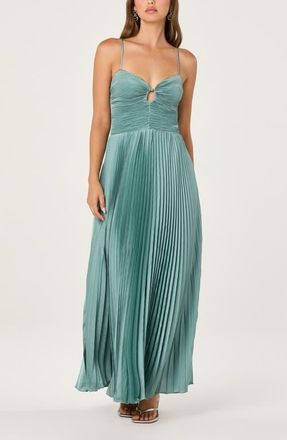 ASTR the Label Alaia Pleat Evening Gown in Seafoam at Nordstrom, Size X-Small