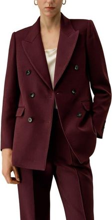 LilySilk Womens Silk-Wool Blend Double Breasted Lapel Blazer in Pinot Noir at Nordstrom, Size 10