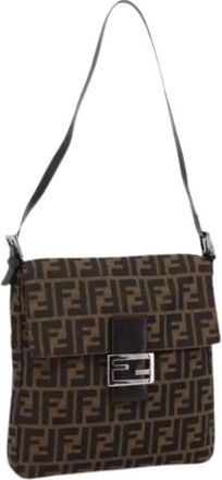 Fendi Pre-owned Zucca Canvas Shoulder Bag - Dames - Vintage Schoudertas - Bruin - ONE Size - Leer - Vintage