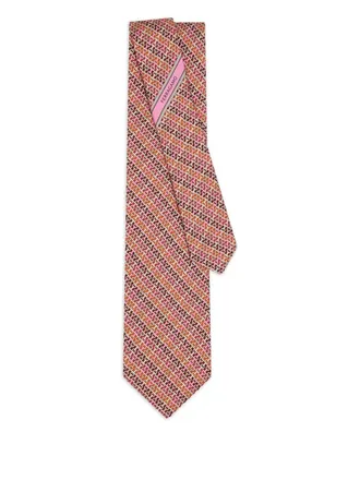 Ferragamo gancini-print silk tie - men - Silk - One Size - Orange