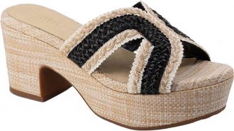 Chocolat Blu Womens Gen Platform Sandal In Black Raffia