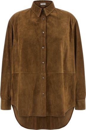 Brunello Cucinelli Suede Shirt Camicie Marrone-Donna
