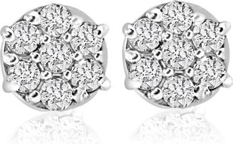 Pompeii3 1/4cttw Diamond Cluster Womens Studs in 10k White Gold