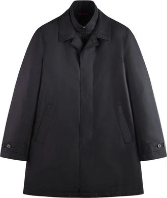 Fay Single-Breasted Coats, male, Blue, Size: 3XL Popeline Tecnico Morning Coat